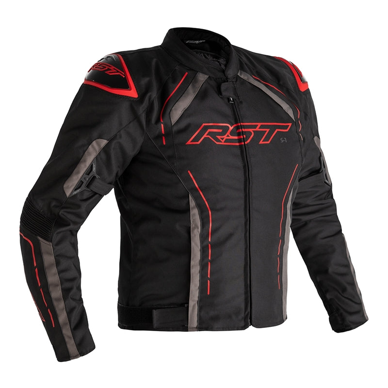        With its futuristic style, the S-1 textile jacket is a bold and vibrant take on protective motorcycling apparel, built to perform.  Made from robust MaxTex fabric, the jacket also features fixed mesh and SinAqua waterproof linings, a removable thermal lining and multiple intake and exhaust vents to protect you from all the elements.  Added to this are the motion panels on the back of the elbow and arm, along with cuff, sleeve and waist adjusters which offer a tailored fit.  Rated CE Level