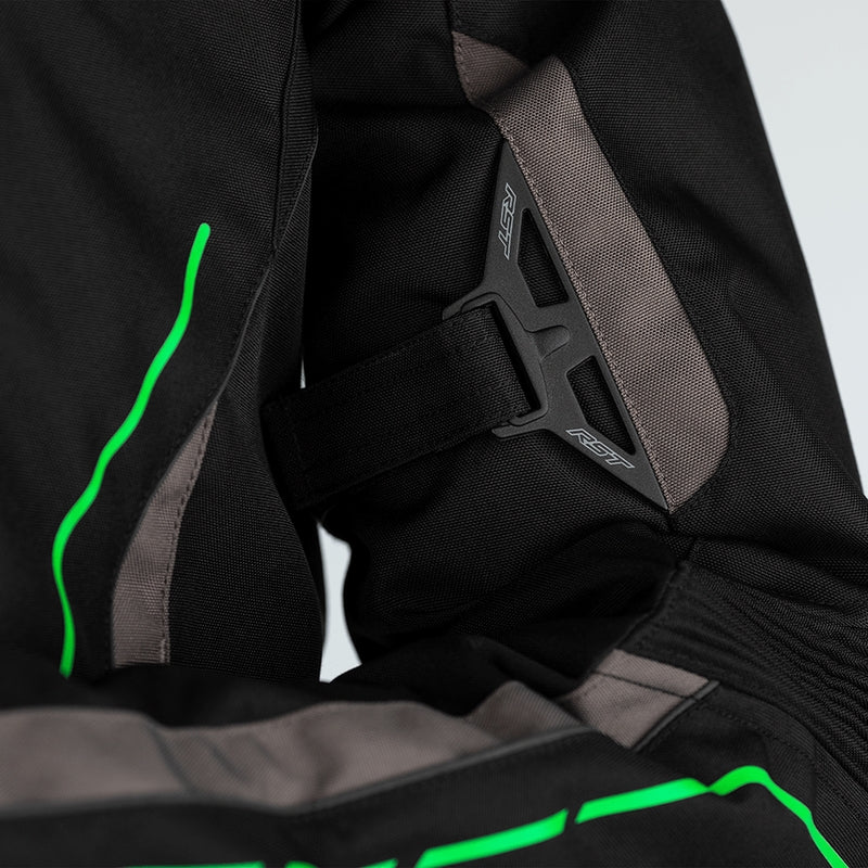        With its futuristic style, the S-1 textile jacket is a bold and vibrant take on protective motorcycling apparel, built to perform.  Made from robust MaxTex fabric, the jacket also features fixed mesh and SinAqua waterproof linings, a removable thermal lining and multiple intake and exhaust vents to protect you from all the elements.  Added to this are the motion panels on the back of the elbow and arm, along with cuff, sleeve and waist adjusters which offer a tailored fit.  Rated CE Level