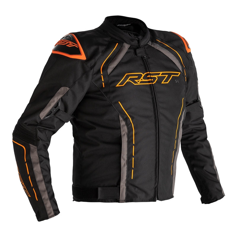        With its futuristic style, the S-1 textile jacket is a bold and vibrant take on protective motorcycling apparel, built to perform.  Made from robust MaxTex fabric, the jacket also features fixed mesh and SinAqua waterproof linings, a removable thermal lining and multiple intake and exhaust vents to protect you from all the elements.  Added to this are the motion panels on the back of the elbow and arm, along with cuff, sleeve and waist adjusters which offer a tailored fit.  Rated CE Level