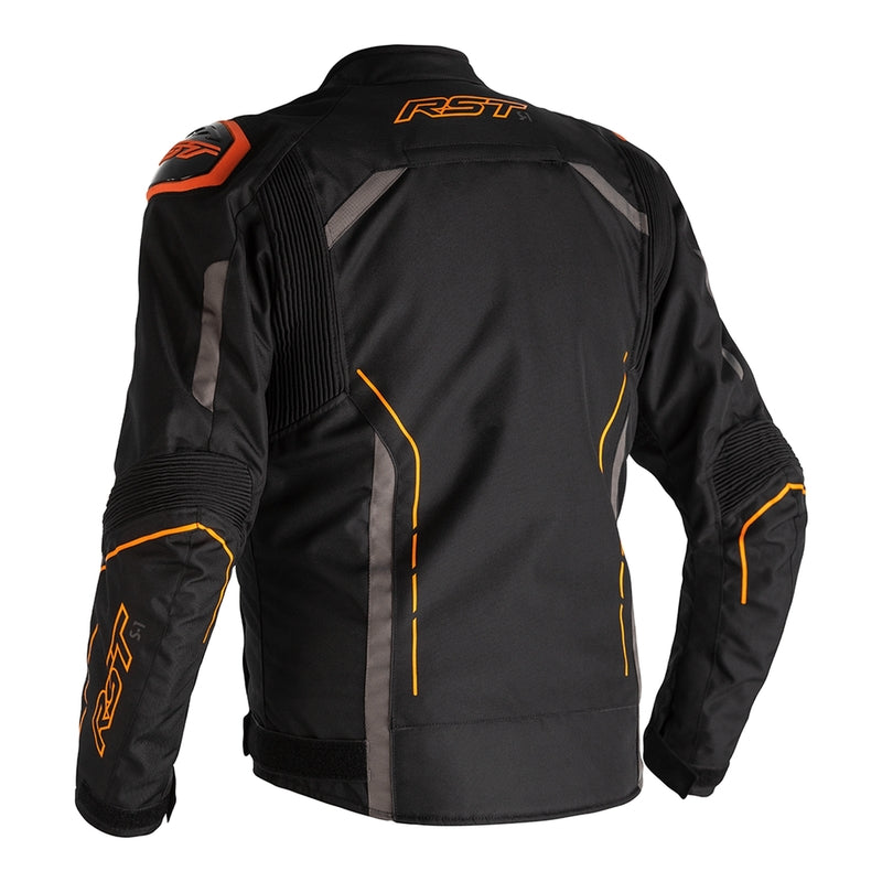        With its futuristic style, the S-1 textile jacket is a bold and vibrant take on protective motorcycling apparel, built to perform.  Made from robust MaxTex fabric, the jacket also features fixed mesh and SinAqua waterproof linings, a removable thermal lining and multiple intake and exhaust vents to protect you from all the elements.  Added to this are the motion panels on the back of the elbow and arm, along with cuff, sleeve and waist adjusters which offer a tailored fit.  Rated CE Level