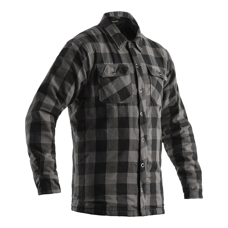 The RST Reinforced Lumberjack style shirt is CE Certified to Level A. The shirt come with a pocket for a back protector to be added, two outer front pockets, a button down closure which cleverly conceals a zip closure on the inside for added security so that you know that in the event of a crash your shirt won't be popping open. The armour in the shoulders and elbows are both CE Level 1. The jacket is made of HTC with a aramid fibre lining.