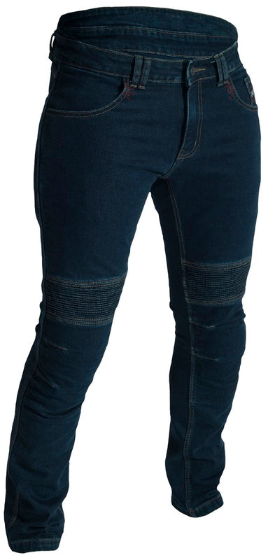 
The RST Aramid Tech Pro Textile Jean is one of the most technically advanced riding jeans on the market - it may look casual, but it is packed with protection technology. The RST Aramid Tech Pro Textile Jean has a CE rating of AAA, offering the highest level of protection. Made from heavy duty Cordura® denim, reinforced with Aramid, the jeans come with CE Level 2 knee and hip armour. Added to this are the stretch panels in the knee and seat area, along with the triple stitched nylon threading 