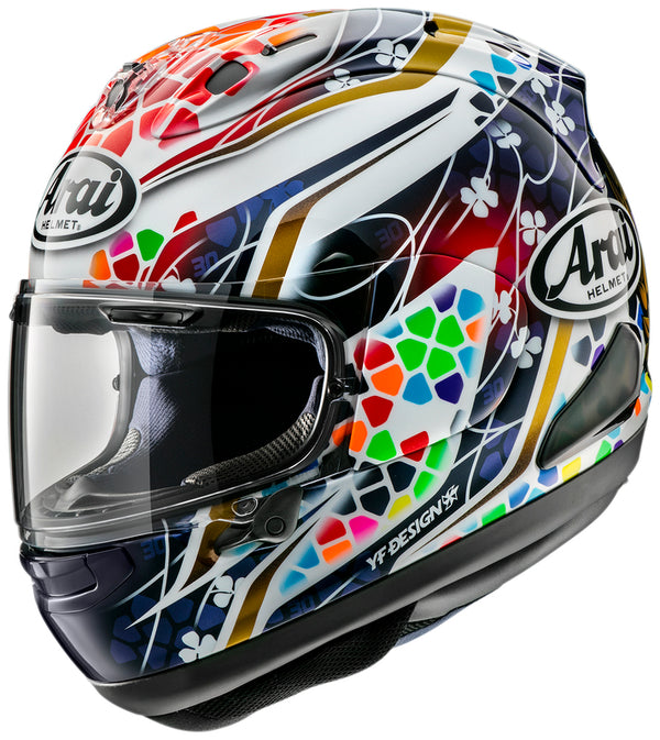 
The RX-7V EVO is an evolution of the RX-7V. Besides the change of homologation, it has several features and changes.

The RX-7V EVO will be certified to the new and more stringent ECE R22-06 regulation, while staying true to the core values of Arai of Rounder, Smoother andStronger for optimal Glancing Off performance.

The RX-7V EVO represents the summit of Arai’s knowledge, experience and know-how in helmet technology :

Different style cheek pads removable with hook at the back
The side ai