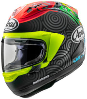 
The RX-7V EVO is an evolution of the RX-7V. Besides the change of homologation, it has several features and changes.

The RX-7V EVO will be certified to the new and more stringent ECE R22-06 regulation, while staying true to the core values of Arai of Rounder, Smoother andStronger for optimal Glancing Off performance.

The RX-7V EVO represents the summit of Arai’s knowledge, experience and know-how in helmet technology :

Different style cheek pads removable with hook at the back
The side ai