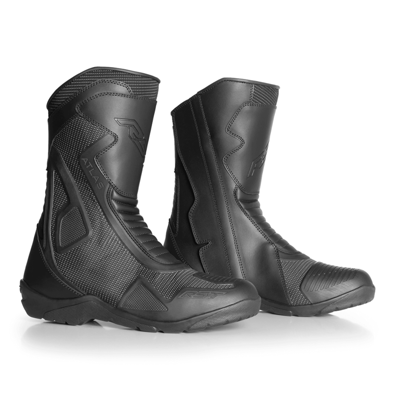 
Bringing together two key elements of rider safety - protection and visibility - the Atlas boot epitomises comfort and safety in all conditions. With a hard wearing nylon outer with integrated dot-matrix reflective material, the boot is highly reflective at night with a more subtle look during the day. CE Certified leather provides extra protection to the shin and heel with integrated ankle reinforcement, while the SinAqua lining is waterproof and breathable to provide protection from the elem