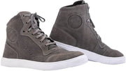 
This is the ultimate moto sneaker. A sneaker for when you are off the bike and a boot for when you are on the bike. With ankle protection, and integrated toe box, including classic styling, the HiTop is a real multi-functioning boot. Available in both summer and winter versions.
CE Rating:

CE Certified
Armour

Heel Protection: IntegratedAnkle Protection: Integrated
Construction

Main Outer Material: SuedeVentilation: Perforated Toe BoxClosure: Lace Shank: Polycarbonate Anti Twist MidsoleSo