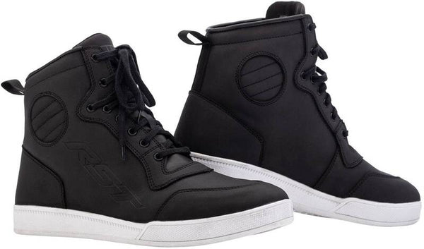 
This is the ultimate moto sneaker. A sneaker for when you are off the bike and a boot for when you are on the bike. With ankle protection, and integrated toe box, including classic styling, the HiTop is a real multi-functioning boot. Available in both summer and winter versions. CE Rating: CE CertifiedArmourHeel Protection: IntegratedAnkle Protection: IntegratedConstructionMain Outer Material: SuedeVentilation: Perforated Toe BoxClosure: LaceShank: Polycarbonate Anti TwistSole: UrbanFeatures &