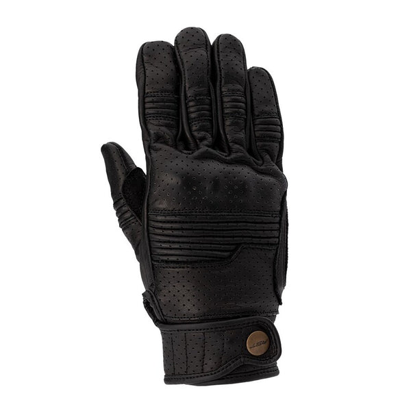
Styled to match the new Roadster jacket, the glove is available in matching leather and colour. Equipped with a motion panel on the back of the hand and integrated knuckle give a great amount of comfort alongside a classic style. 
GLOVE SPEC 
ARMOUR  CE Certification Rating: Level 1 KP Bio elastane integrated knuckle  
CONSTRUCTION  Outer 1: Full grain leather Outer 2: Amara Polyester lining with foam  
FEATURES & BENEFITS  Double layer leather at palm Pre-curved fingers Press stud wrist c