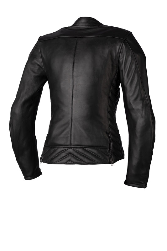 
Utilising the highest quality aniline leather for a great fashion look and fit, the Roadster 3 CE Ladies Leather Jacket could easily come from a fashion environment yet keeps all the protection and safety features required from a motorcycle jacket. CE Rating: AAArmourBack Protector: Pocket OnlyShoulder Armour: CE Level 1Elbow Armour: CE Level 1 ConstructionMain Outer Material: Premium Aniline Cowhide LeatherFixed: Satin LeatherOuter: Quilted DetailZips: MAX/SABThread: Bonded Nylon Reinforcemen