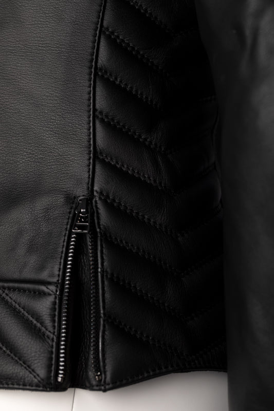 
Utilising the highest quality aniline leather for a great fashion look and fit, the Roadster 3 CE Ladies Leather Jacket could easily come from a fashion environment yet keeps all the protection and safety features required from a motorcycle jacket. CE Rating: AAArmourBack Protector: Pocket OnlyShoulder Armour: CE Level 1Elbow Armour: CE Level 1 ConstructionMain Outer Material: Premium Aniline Cowhide LeatherFixed: Satin LeatherOuter: Quilted DetailZips: MAX/SABThread: Bonded Nylon Reinforcemen