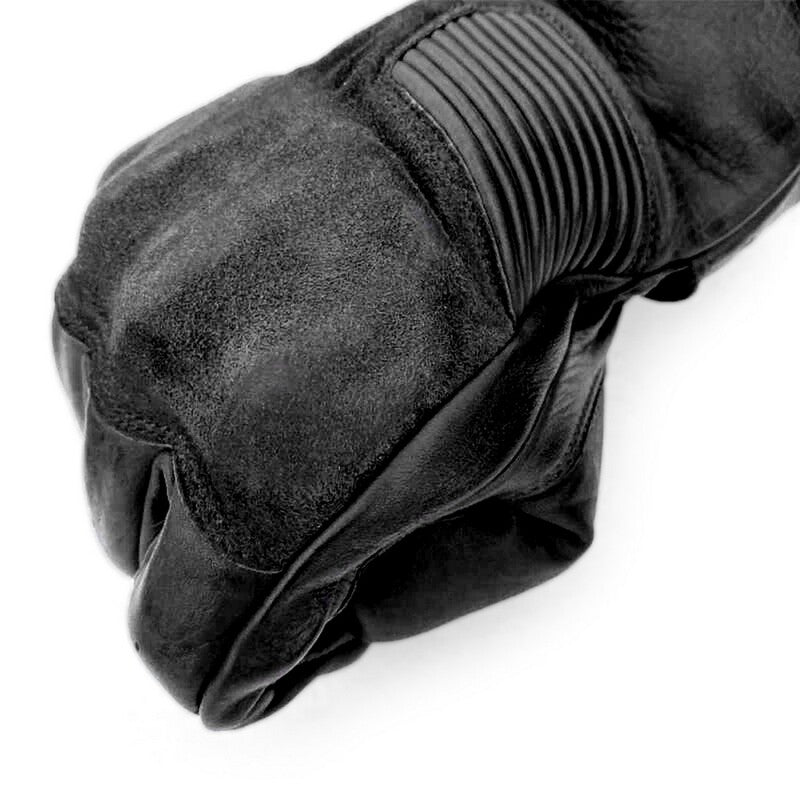 
With its vintage ace, the stylish Crosby glove has the protection to match – CE Certified to Level 1 KP. Made from premium Aniline Waxed leather, the glove comes with motion panels, pre-curved fingers, and an elastic cuff for added comfort. 
ARMOUR  CE Certification Rating: Level 1 KP TPU knuckle  
CONSTRUCTION  Outer: Premium aniline waxed leather Polyester lining with foam  
FEATURES & BENEFITS  Embossed logos Double layer leather at palm Pre-curved fingers Hook and loop wrist closure Per