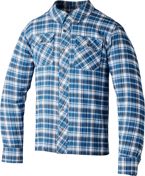 The RST Reinforced Lumberjack style shirt is CE Certified to Level A. The shirt come with a pocket for a back protector to be added, two outer front pockets, a button down closure which cleverly conceals a zip closure on the inside for added security so that you know that in the event of a crash your shirt won't be popping open. The armour in the shoulders and elbows are both CE Level 1. The jacket is made of HTC with a aramid fibre lining.