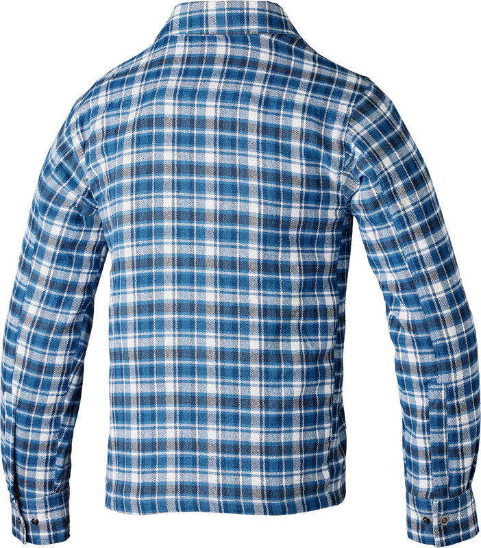 The RST Reinforced Lumberjack style shirt is CE Certified to Level A. The shirt come with a pocket for a back protector to be added, two outer front pockets, a button down closure which cleverly conceals a zip closure on the inside for added security so that you know that in the event of a crash your shirt won't be popping open. The armour in the shoulders and elbows are both CE Level 1. The jacket is made of HTC with a aramid fibre lining.