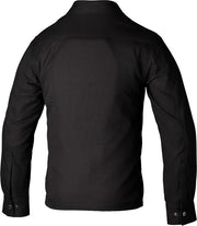 The RST Reinforced Lumberjack style shirt is CE Certified to Level A. The shirt come with a pocket for a back protector to be added, two outer front pockets, a button down closure which cleverly conceals a zip closure on the inside for added security so that you know that in the event of a crash your shirt won't be popping open. The armour in the shoulders and elbows are both CE Level 1. The jacket is made of HTC with a aramid fibre lining.