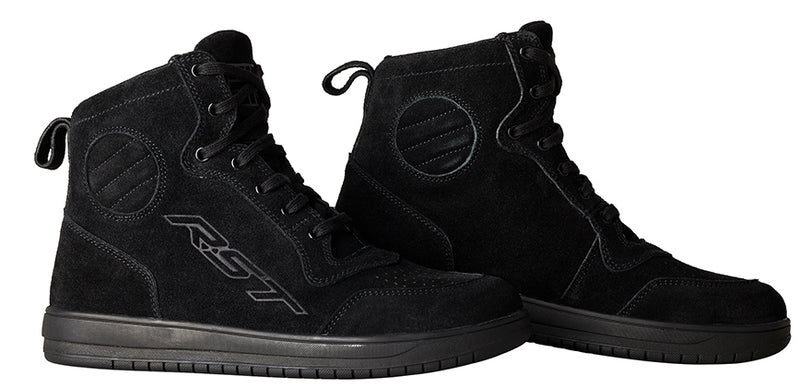 
This is the ultimate moto sneaker. A sneaker for when you are off the bike and a boot for when you are on the bike. With ankle protection, and integrated toe box, including classic styling, the HiTop is a real multi-functioning boot. Available in both summer and winter versions.
CE Rating:

CE Certified
Armour

Heel Protection: IntegratedAnkle Protection: Integrated
Construction

Main Outer Material: SuedeVentilation: Perforated Toe BoxClosure: Lace Shank: Polycarbonate Anti Twist MidsoleSo