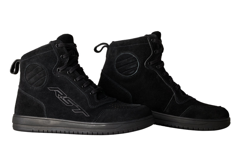 
This is the ultimate moto sneaker. A sneaker for when you are off the bike and a boot for when you are on the bike. With ankle protection, and integrated toe box, including classic styling, the HiTop is a real multi-functioning boot. Available in both summer and winter versions.
CE Rating:

CE Certified
Armour

Heel Protection: IntegratedAnkle Protection: Integrated
Construction

Main Outer Material: SuedeVentilation: Perforated Toe BoxClosure: Lace Shank: Polycarbonate Anti Twist MidsoleSo