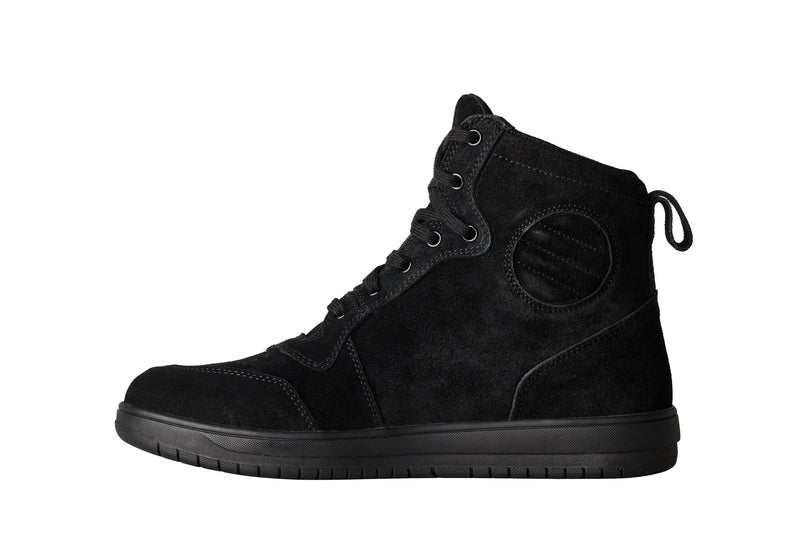
This is the ultimate moto sneaker. A sneaker for when you are off the bike and a boot for when you are on the bike. With ankle protection, and integrated toe box, including classic styling, the HiTop is a real multi-functioning boot. Available in both summer and winter versions.
CE Rating:

CE Certified
Armour

Heel Protection: IntegratedAnkle Protection: Integrated
Construction

Main Outer Material: SuedeVentilation: Perforated Toe BoxClosure: Lace Shank: Polycarbonate Anti Twist MidsoleSo