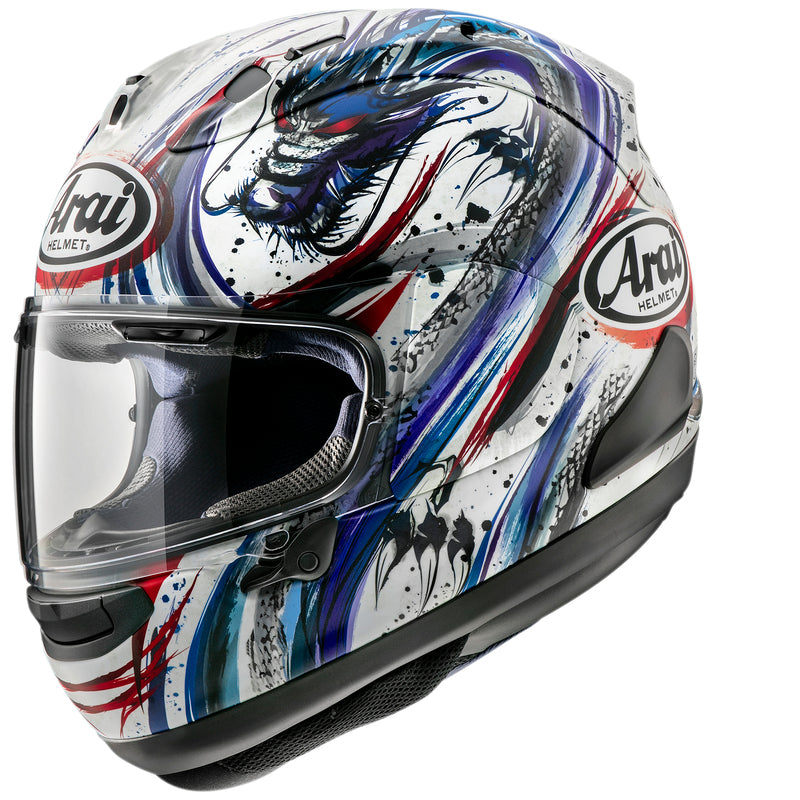
Years of experience for the ultimate helmet!

The RX-7V represents the summit of Arai’s knowledge, experience and knowhow in helmet technology. With a completely new PB-SNC² outer shell, the revolutionary VAS (Variable Axis System) visor system and a significantly increased smoother area around the temples, the RX-7V offers the new benchmark in the premium helmet segment.

PB SNC2 Shell: Super Fibre and other special synthetic fibres,with superb tensile strength and flexibility characteristic