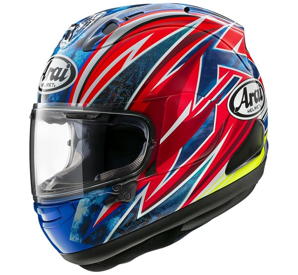 
The RX-7V EVO is an evolution of the RX-7V. Besides the change of homologation, it has several features and changes.

The RX-7V EVO will be certified to the new and more stringent ECE R22-06 regulation, while staying true to the core values of Arai of Rounder, Smoother andStronger for optimal Glancing Off performance.

The RX-7V EVO represents the summit of Arai’s knowledge, experience and know-how in helmet technology :

Different style cheek pads removable with hook at the back
The side ai