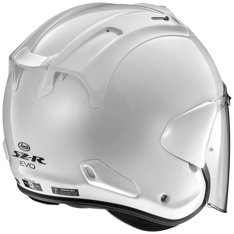 
For riding professionals, long-range tourers and urban commuters alike, the Arai SZ-R VAS EVO has become the choice of premium open-face helmets. It’s easy to see why. The combination of protection, light weight, comfort and open, all-round visibility make the SZ-R VAS EVO a unique, and special, proposition.

The PB-CLC2 outer shell itself is manufactured using a special Z compound of various resins, and balanced by a lightweight inner liner, that lowers the centre of gravity.

Comfort in th