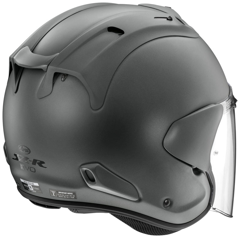 
For riding professionals, long-range tourers and urban commuters alike, the Arai SZ-R VAS EVO has become the choice of premium open-face helmets. It’s easy to see why. The combination of protection, light weight, comfort and open, all-round visibility make the SZ-R VAS EVO a unique, and special, proposition.

The PB-CLC2 outer shell itself is manufactured using a special Z compound of various resins, and balanced by a lightweight inner liner, that lowers the centre of gravity.

Comfort in th