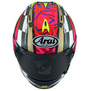 
The RX-7V EVO is an evolution of the RX-7V. Besides the change of homologation, it has several features and changes.

The RX-7V EVO will be certified to the new and more stringent ECE R22-06 regulation, while staying true to the core values of Arai of Rounder, Smoother and
Stronger for optimal Glancing Off performance.

The RX-7V EVO represents the summit of Arai’s knowledge, experience and know-how in helmet technology :

	Different style cheek pads removable with hook at the back
	The side