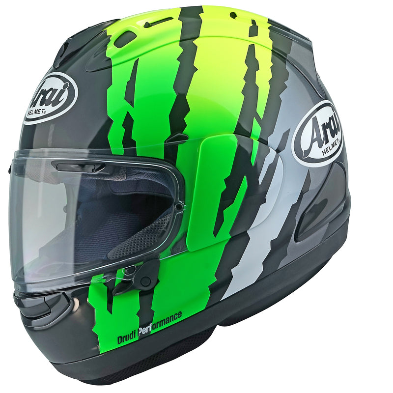 
The RX-7V EVO is an evolution of the RX-7V. Besides the change of homologation, it has several features and changes.

The RX-7V EVO will be certified to the new and more stringent ECE R22-06 regulation, while staying true to the core values of Arai of Rounder, Smoother and
Stronger for optimal Glancing Off performance.

The RX-7V EVO represents the summit of Arai’s knowledge, experience and know-how in helmet technology :

	Different style cheek pads removable with hook at the back
	The side