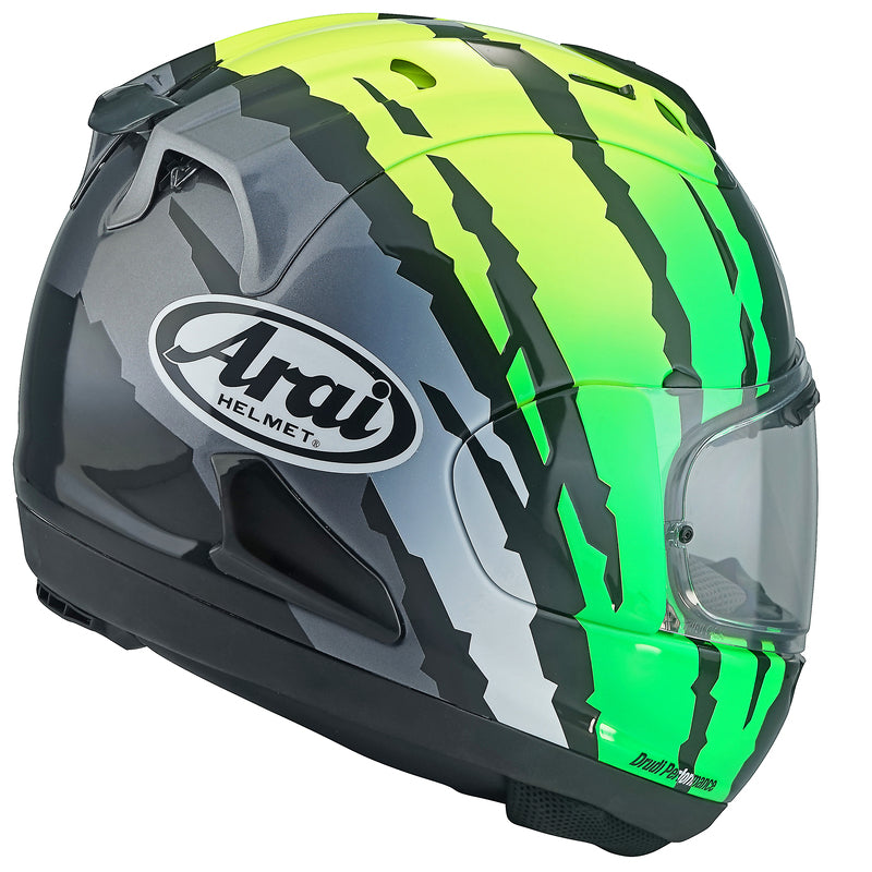 
The RX-7V EVO is an evolution of the RX-7V. Besides the change of homologation, it has several features and changes.

The RX-7V EVO will be certified to the new and more stringent ECE R22-06 regulation, while staying true to the core values of Arai of Rounder, Smoother and
Stronger for optimal Glancing Off performance.

The RX-7V EVO represents the summit of Arai’s knowledge, experience and know-how in helmet technology :

	Different style cheek pads removable with hook at the back
	The side