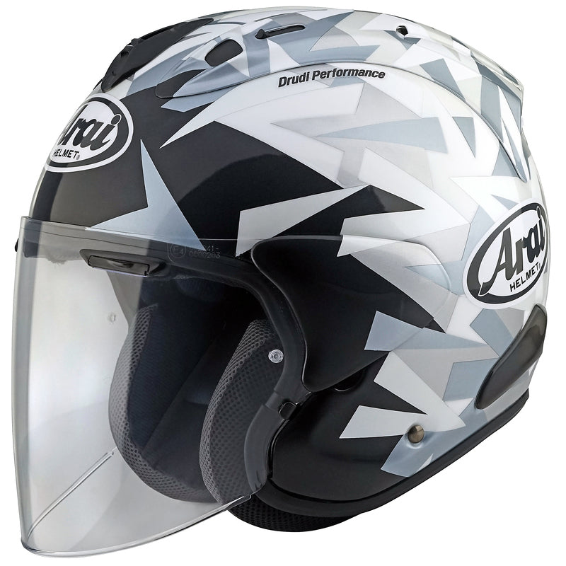 
For riding professionals, long-range tourers and urban commuters alike, the Arai SZ-R VAS EVO has become the choice of premium open-face helmets. It’s easy to see why. The combination of protection, light weight, comfort and open, all-round visibility make the SZ-R VAS EVO a unique, and special, proposition.

The PB-CLC2 outer shell itself is manufactured using a special Z compound of various resins, and balanced by a lightweight inner liner, that lowers the centre of gravity.

Comfort in th