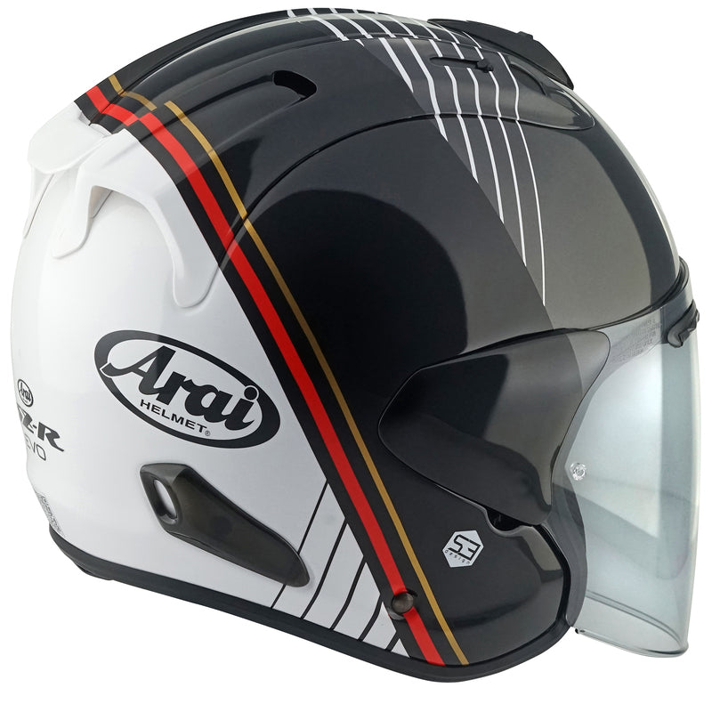 
For riding professionals, long-range tourers and urban commuters alike, the Arai SZ-R VAS EVO has become the choice of premium open-face helmets. It’s easy to see why. The combination of protection, light weight, comfort and open, all-round visibility make the SZ-R VAS EVO a unique, and special, proposition.

The PB-CLC2 outer shell itself is manufactured using a special Z compound of various resins, and balanced by a lightweight inner liner, that lowers the centre of gravity.

Comfort in th