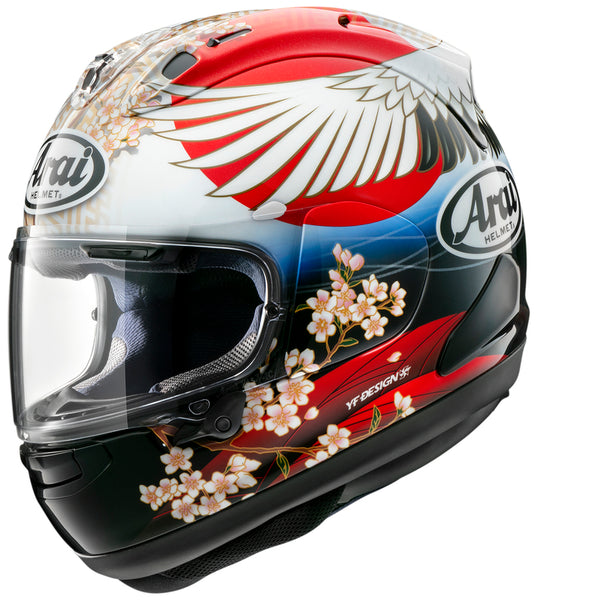 
The RX-7V EVO is an evolution of the RX-7V. Besides the change of homologation, it has several features and changes.

The RX-7V EVO will be certified to the new and more stringent ECE R22-06 regulation, while staying true to the core values of Arai of Rounder, Smoother, and Stronger for optimal Glancing Off performance.

The RX-7V EVO represents the summit of Arai’s knowledge, experience, and know-how in helmet technology:

Different style cheek pads removable with hook at the back
The side 
