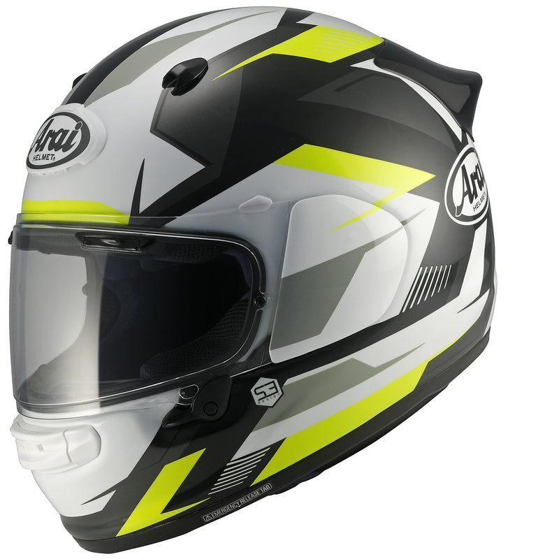 
The new Arai Quantic – as the mathematical definition describes – draws together in harmony the qualities and design elements found in helmets throughout the Arai range, while adding fresh features all of its own.

The Quantic offers a new choice for riders that want the very best helmet – in terms of protection, performance, comfort and ease of wear – without compromise. Using the aerodynamic and protective abilities of Arai’s full-race helmets, and all the experience and know-how earned over