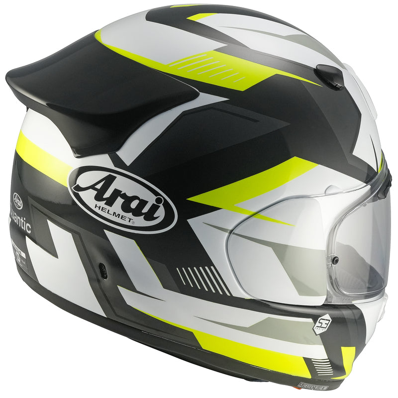 
The new Arai Quantic – as the mathematical definition describes – draws together in harmony the qualities and design elements found in helmets throughout the Arai range, while adding fresh features all of its own.

The Quantic offers a new choice for riders that want the very best helmet – in terms of protection, performance, comfort and ease of wear – without compromise. Using the aerodynamic and protective abilities of Arai’s full-race helmets, and all the experience and know-how earned over