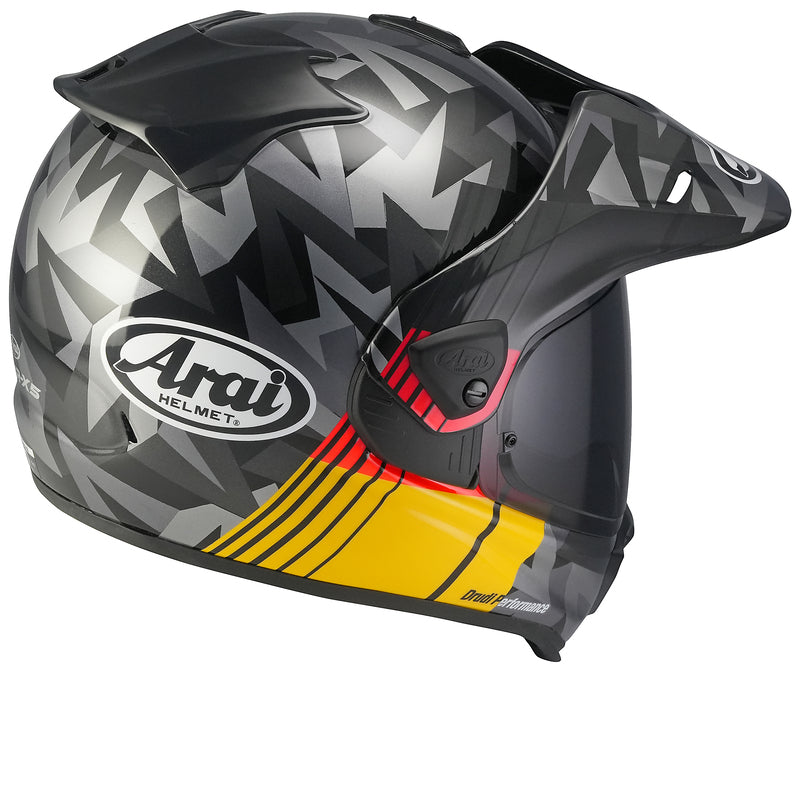 
The Tour-X5 is one of the most versatile helmets ever created. It has been designed for both on- and off-road use.  As the successor of the Tour-X4, it is made of fiber composites with a multi-density EPS liner for good shock absorption while retaining perfect lightness. Not only the shell, but also the shield system are rounder and smoother.

Its interior is made of hypoallergenic, antibacterial fabric for added comfort. It features improved ventilation with chin vent and integrated spoiler,