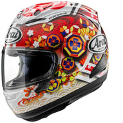 
The stunning new RX-7V EVO Nakagami GP3 from YF Design, an immaculate replica of LCR Honda MotoGP rider Takaaki 'Taka' Nakagami's race helmet. Featuring a range of classic Japanese designs, including cherry blossoms, wave motifs and the iconic Rising Sun that proudly represent Nakagami's Japanese heritage, this eye-catching design is a true work of art.

The RX-7V EVO is an evolution of the RX-7V. Besides the change of homologation, it has several features and changes.

The RX-7V EVO will be