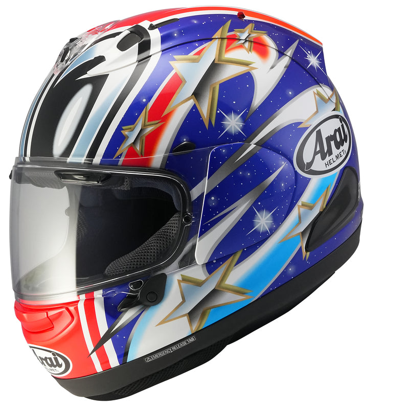 
The RX-7V EVO is an evolution of the RX-7V. Besides the change of homologation, it has several features and changes.

The RX-7V EVO will be certified to the new and more stringent ECE R22-06 regulation, while staying true to the core values of Arai of Rounder, Smoother, and Stronger for optimal Glancing Off performance.

The RX-7V EVO represents the summit of Arai’s knowledge, experience, and know-how in helmet technology:

Different style cheek pads removable with hook at the back
The side 