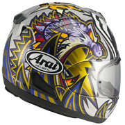 
The RX-7V EVO is an evolution of the RX-7V. Besides the change of homologation, it has several features and changes.

The RX-7V EVO will be certified to the new and more stringent ECE R22-06 regulation, while staying true to the core values of Arai of Rounder, Smoother, and Stronger for optimal Glancing Off performance.

The RX-7V EVO represents the summit of Arai’s knowledge, experience, and know-how in helmet technology:

Different style cheek pads removable with hook at the back
The side 