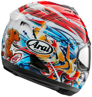 
The RX-7V EVO is an evolution of the RX-7V. Besides the change of homologation, it has several features and changes.

The RX-7V EVO will be certified to the new and more stringent ECE R22-06 regulation, while staying true to the core values of Arai of Rounder, Smoother, and Stronger for optimal Glancing Off performance.

The RX-7V EVO represents the summit of Arai’s knowledge, experience, and know-how in helmet technology:

	Different style cheek pads removable with hook at the back
	The sid